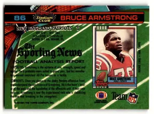 1991 Stadium Club #86 Bruce Armstrong New England Patriots Football card original gloss