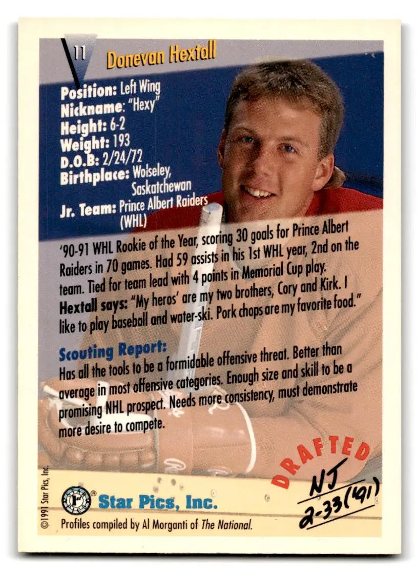 1991 Star Pics #11 Donevan Hextall - Hockey Card Single