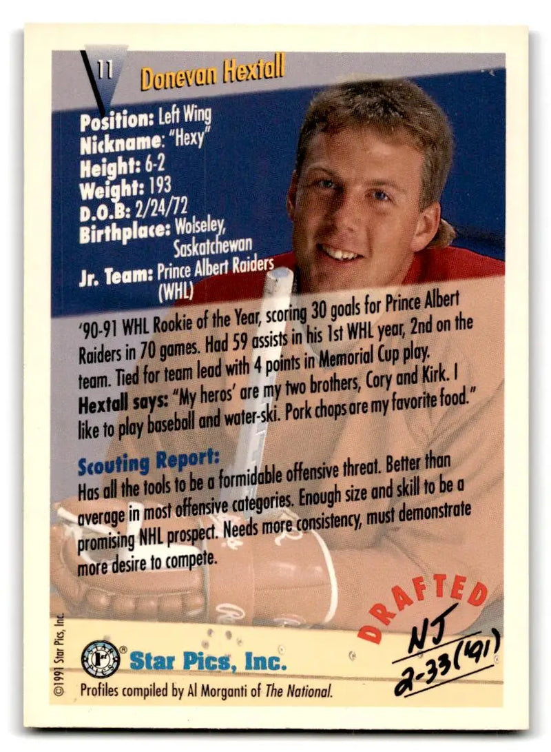 1991 Star Pics #11 Donevan Hextall - Hockey Card Single
