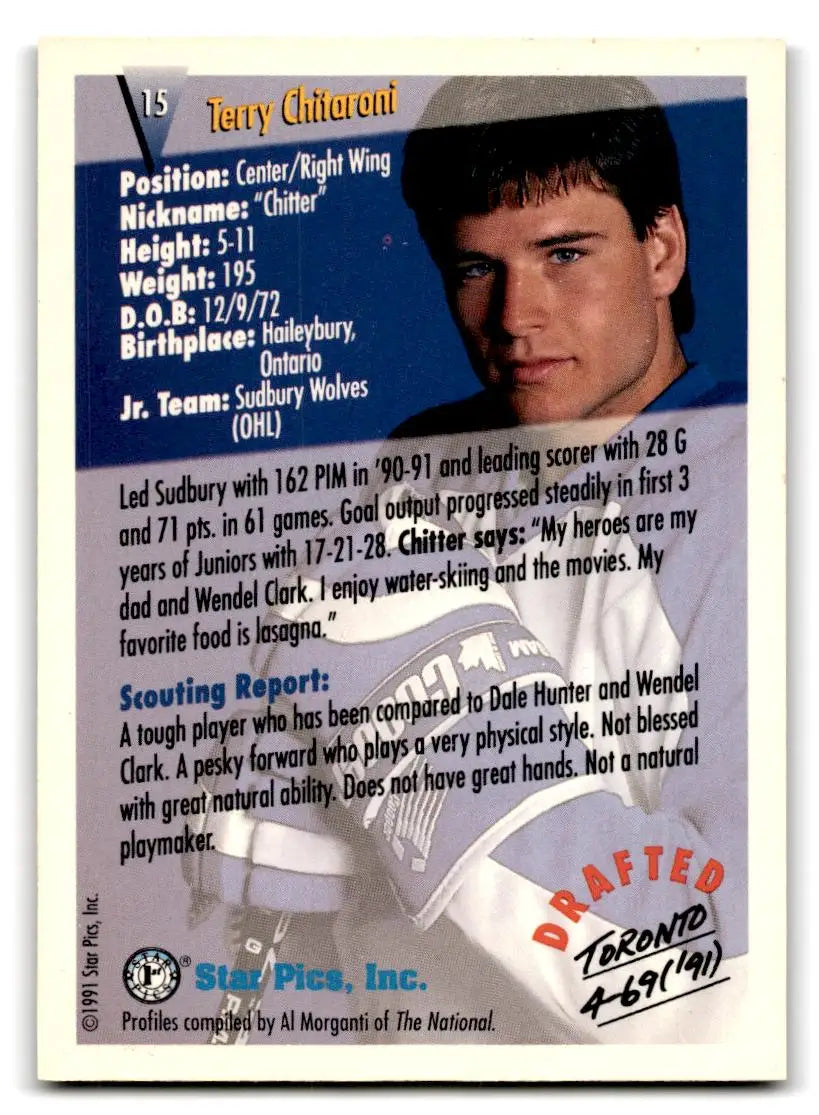 1991 Star Pics #15 Terry Chitaroni - Hockey Card Single