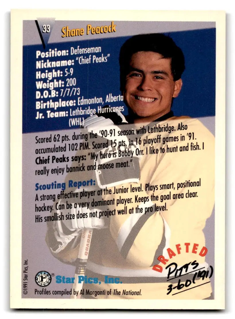 1991 Star Pics #33 Shane Peacock - Hockey Card Single