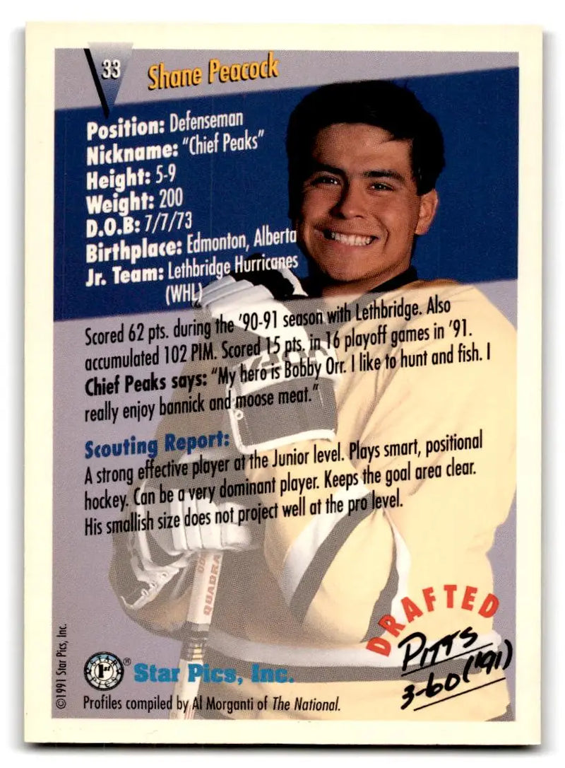 1991 Star Pics #33 Shane Peacock - Hockey Card Single
