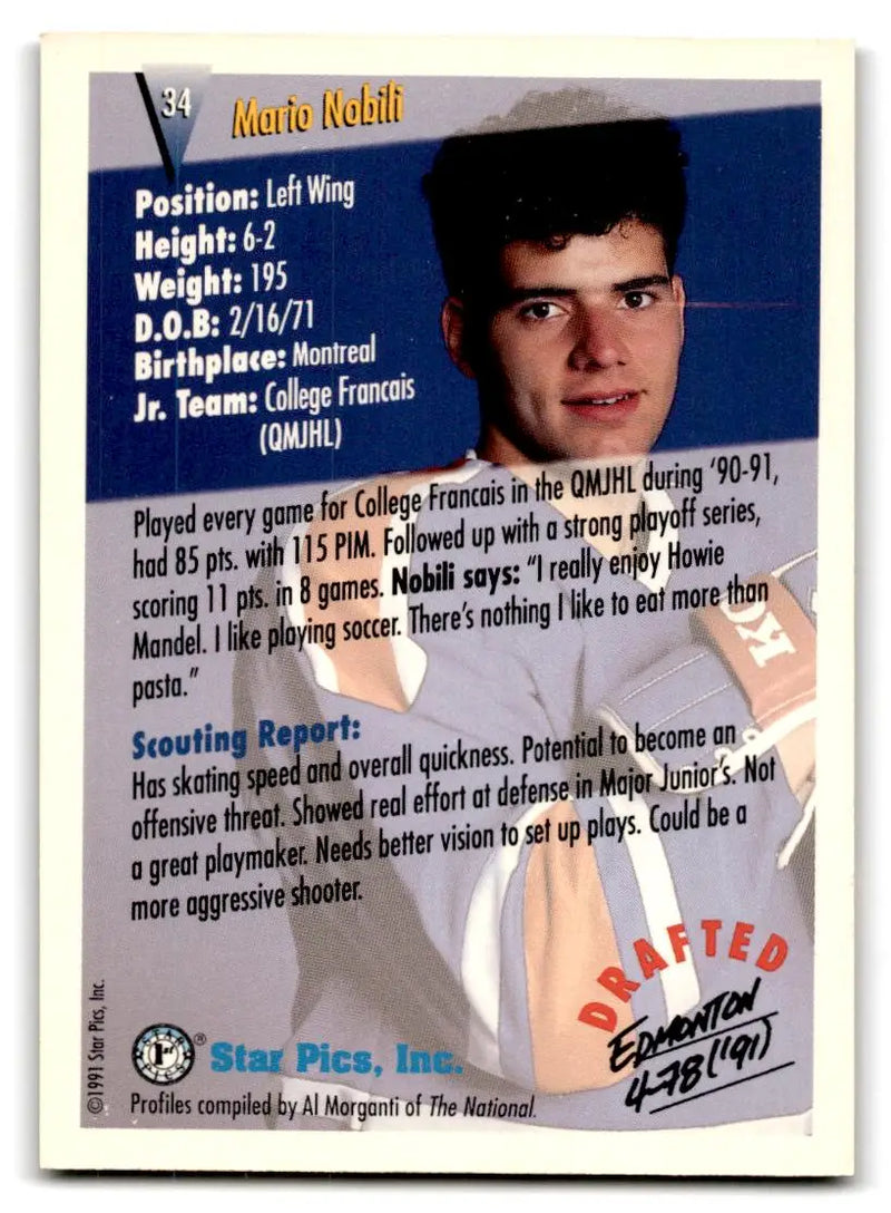 1991 Star Pics #34 Mario Nobili - Hockey Card Single