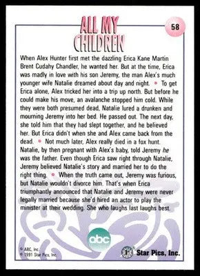 1991 Star Pics All My Children #58 - Other