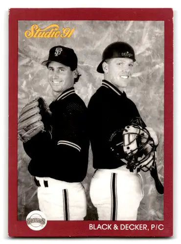 Original gloss baseball card featuring Bud Black and Steve Decker from 1991 Studio #260