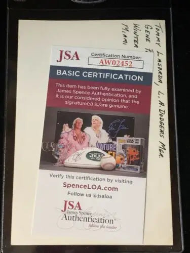 JSA-certified 1991 Tommy Lasorda signed 5x7 color photo memorabilia for collectors