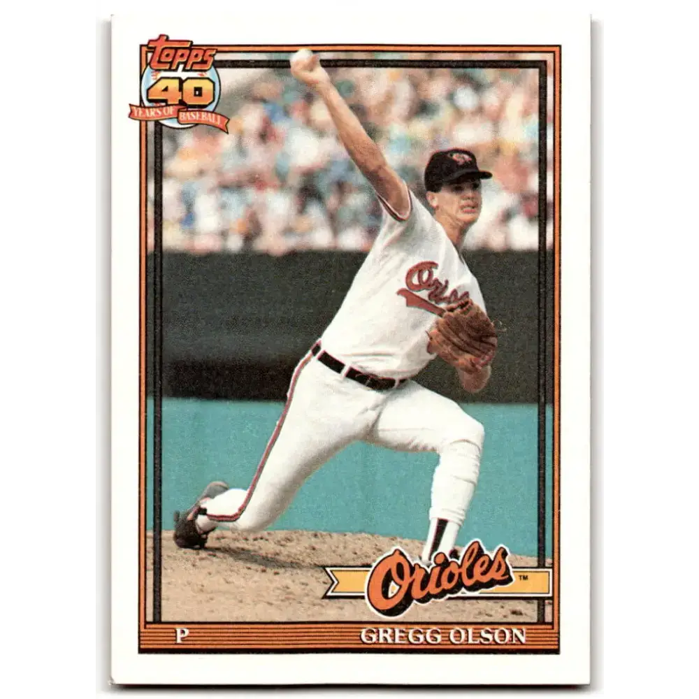1991 Topps #10 Gregg Olson NM-MT Baltimore Orioles Baseball Card - Baseball Card Single