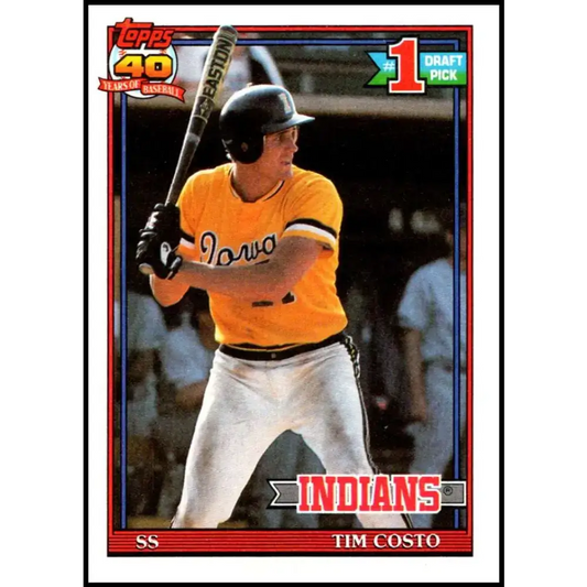 1991 Topps #103 Tim Costo NM-MT RC Rookie Cleveland Indians Baseball Card - Baseball Card Single