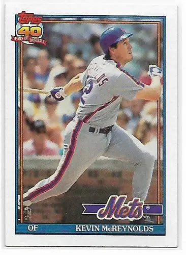 1991 Topps #105 Kevin McReynolds Mets NrMt-Mt - Baseball Card Single