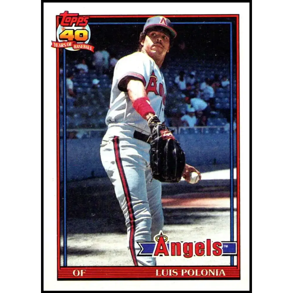 1991 Topps #107 Luis Polonia NM-MT California Angels Baseball Card - Baseball Card Single