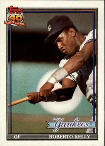 Roberto Kelly baseball card from 1991 Topps Yankees sports cards collection