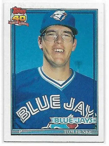 1991 Topps #110 Tom Henke NM-MT Blue Jays - Baseball Card Single