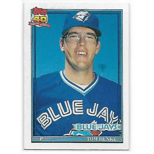 1991 Topps #110 Tom Henke NM-MT Toronto Blue Jays Baseball Card - Baseball Card Single