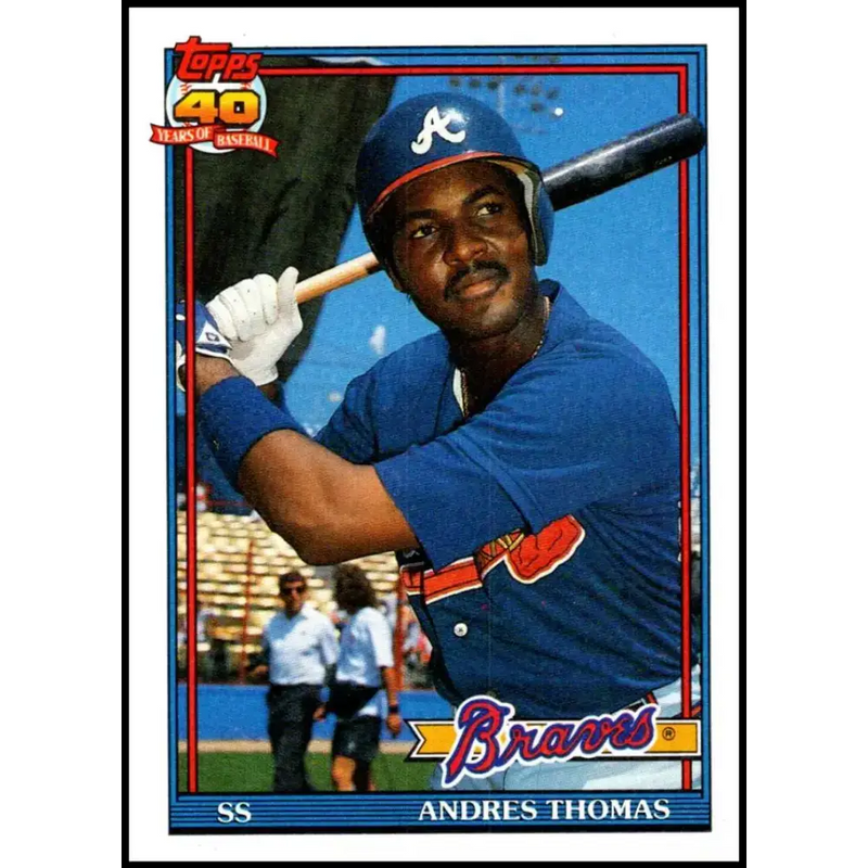 1991 Topps #111 Andres Thomas NM-MT Atlanta Braves Baseball Card - Baseball Card Single