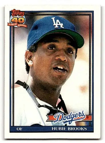 Original gloss Hubie Brooks Los Angeles Dodgers baseball card 1991 Topps #115