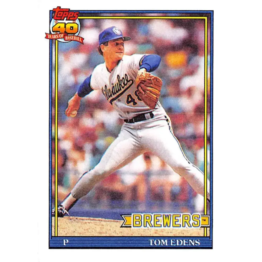 1991 Topps #118 Tom Edens NM-MT RC Rookie Milwaukee Brewers Baseball Card - Baseball Card Single