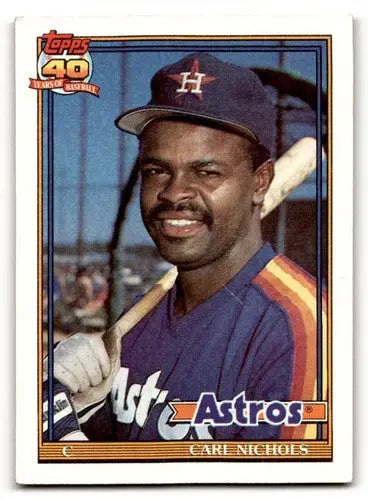 Original gloss Carl Nichols Houston Astros baseball card from 1991 Topps #119
