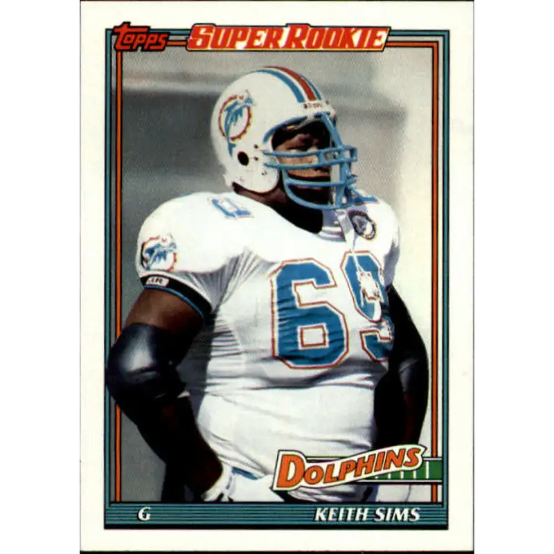 1991 Topps #119 Keith Sims NM-MT RC Rookie Miami Dolphins Football Card - Football Card Single