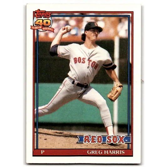 1991 Topps #123 Greg Harris NM-MT Boston Red Sox Baseball Card - Baseball Card Single