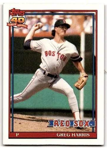 1991 Topps #123 Greg Harris NM Near Mint Red Sox ID:43344 - Baseball Card Single