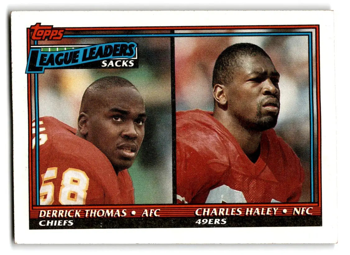 1991 Topps #12a 1990 Sacks Leaders (Derrick Thomas / Charles Haley) - Football Card Single