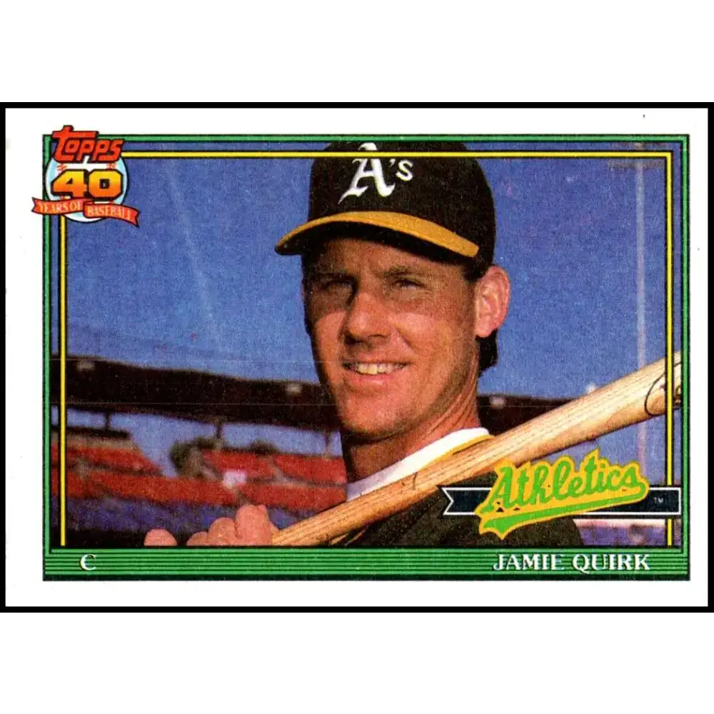 1991 Topps #132 Jamie Quirk NM-MT Oakland Athletics Baseball Card - Baseball Card Single