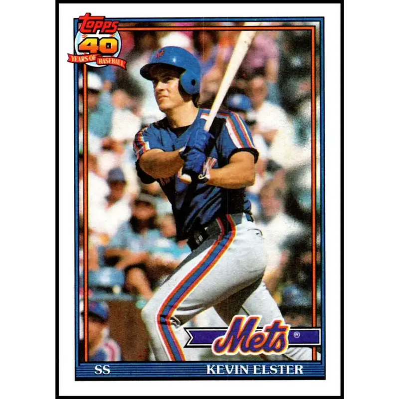 1991 Topps #134 Kevin Elster NM-MT New York Mets Baseball Card - Baseball Card Single