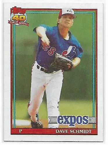 1991 Topps #136 Dave Schmidt NM-MT Expos - Baseball Card Single