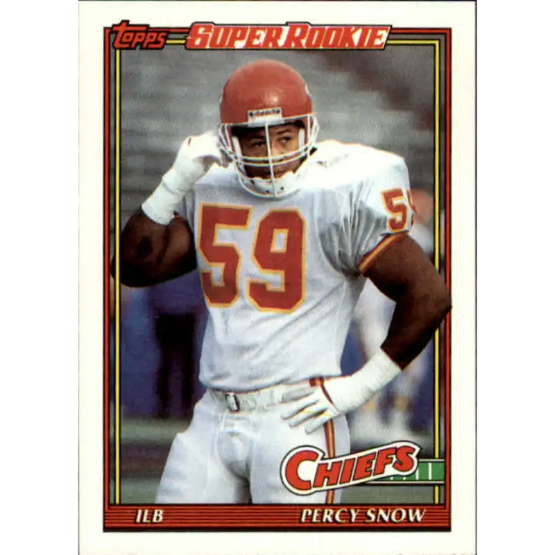 1991 Topps #139 Percy Snow NM-MT RC Rookie Kansas City Chiefs Football Card - Football Card Single