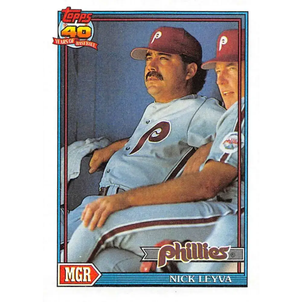 1991 Topps #141 Nick Leyva NM-MT Philadelphia Phillies Baseball Card - Baseball Card Single
