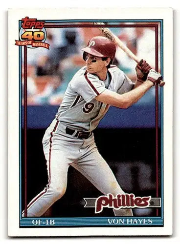1991 Topps #15 Von Hayes Philadelphia Phillies Baseball Cards EX/NM ID:54875 - Baseball Card Single