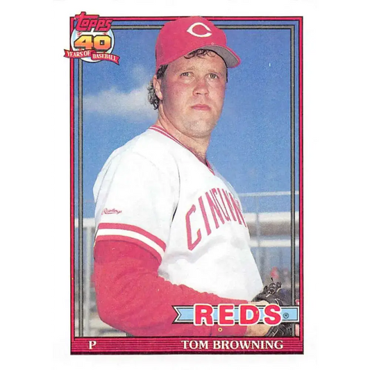 1991 Topps #151 Tom Browning NM-MT Cincinnati Reds Baseball Card - Baseball Card Single