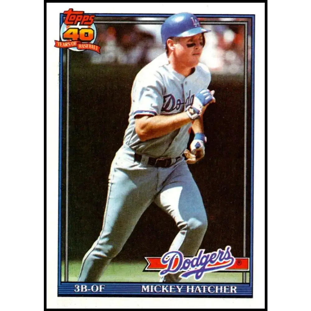 1991 Topps #152 Mickey Hatcher NM-MT Los Angeles Dodgers Baseball Card - Baseball Card Single