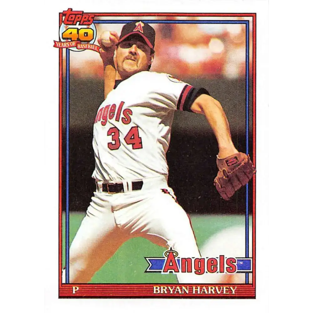1991 Topps #153 Bryan Harvey NM-MT California Angels Baseball Card - Baseball Card Single