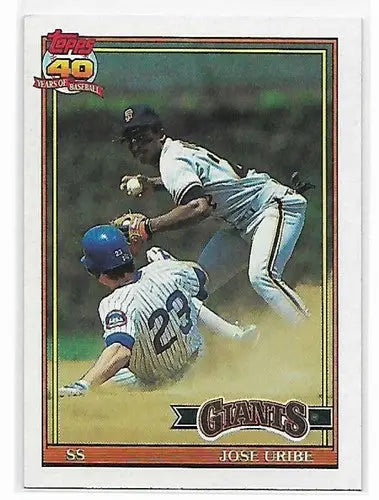 1991 Topps #158 Jose Uribe NM-MT Giants - Baseball Card Single