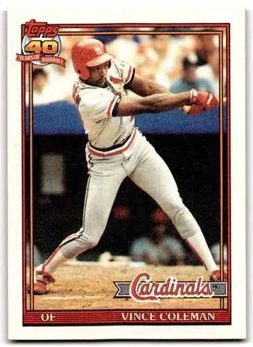 1991 Topps #160 Vince Coleman NM-MT Cardinals UER ID:43300 - Baseball Card Single
