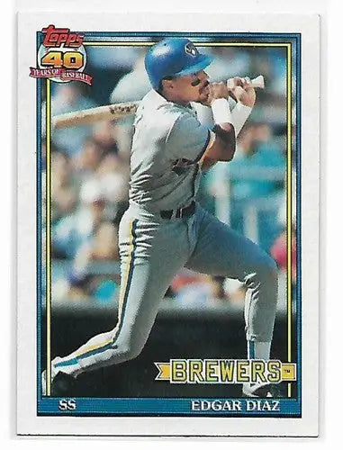 1991 Topps #164 Edgar Diaz NM-MT Brewers - Baseball Card Single