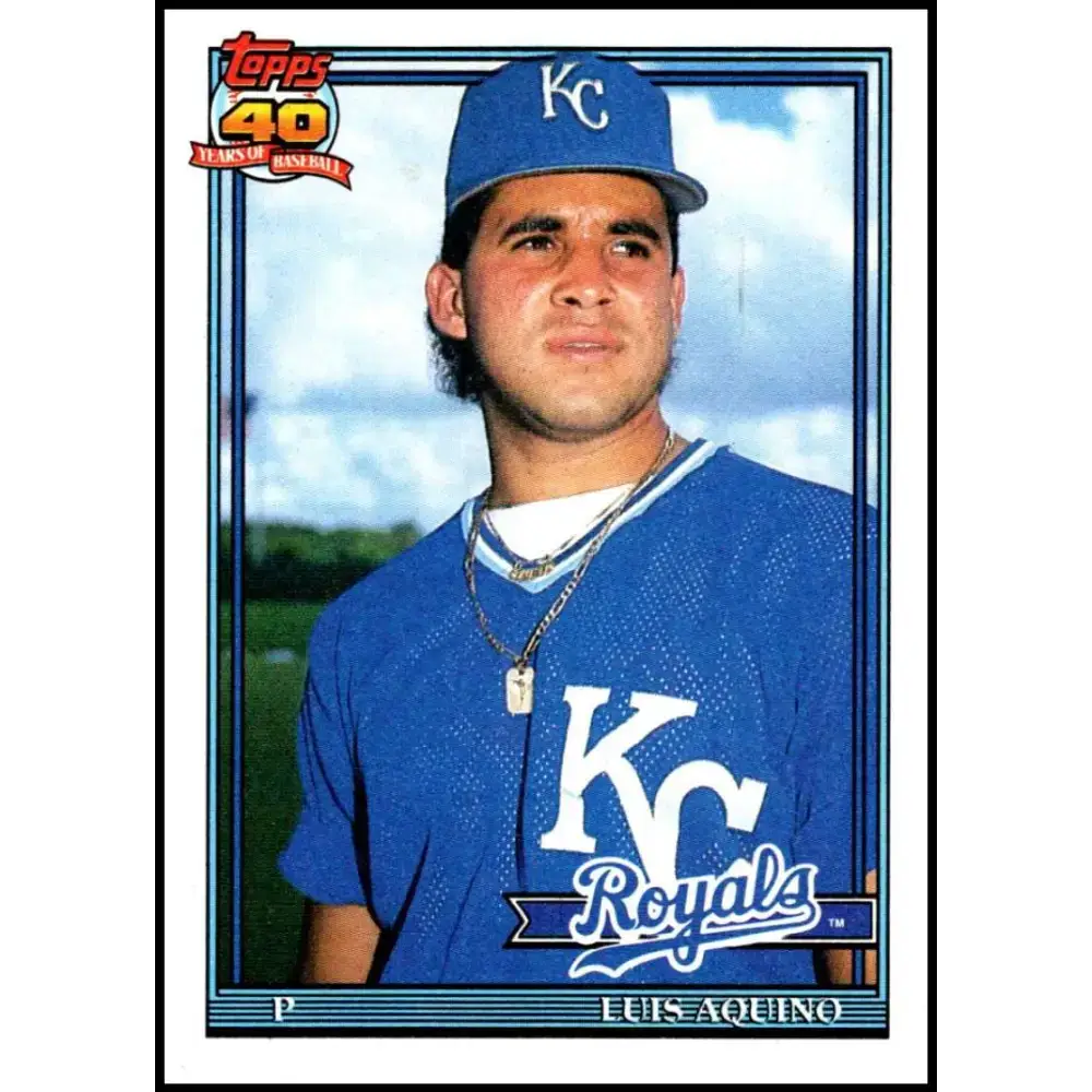 1991 Topps #169 Luis Aquino NM-MT Kansas City Royals Baseball Card - Baseball Card Single