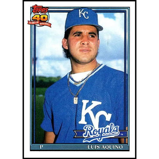 1991 Topps #169 Luis Aquino NM-MT Kansas City Royals Baseball Card - Baseball Card Single