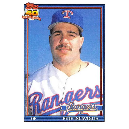 1991 Topps #172 Pete Incaviglia NM-MT Texas Rangers Baseball Card - Baseball Card Single