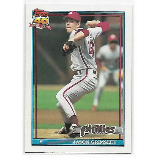 1991 Topps #173 Jason Grimsley NM-MT Philadelphia Phillies Baseball Card - Baseball Card Single