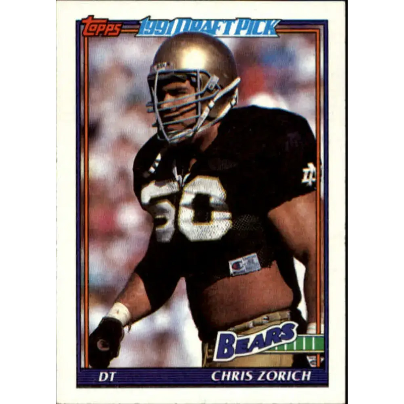 1991 Topps #177 Chris Zorich NM-MT RC Rookie Chicago Bears Football Card - Football Card Single