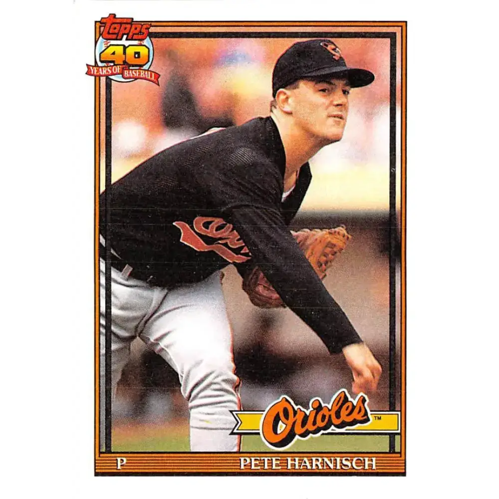 1991 Topps #179 Pete Harnisch NM-MT Baltimore Orioles Baseball Card - Baseball Card Single