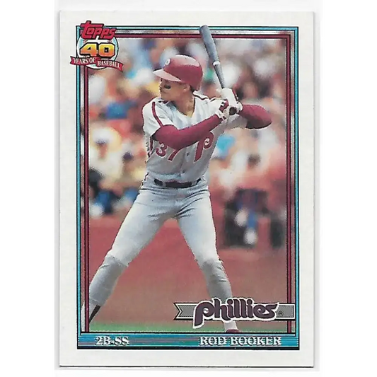 1991 Topps #186 Rod Booker NM-MT Philadelphia Phillies Baseball Card - Baseball Card Single