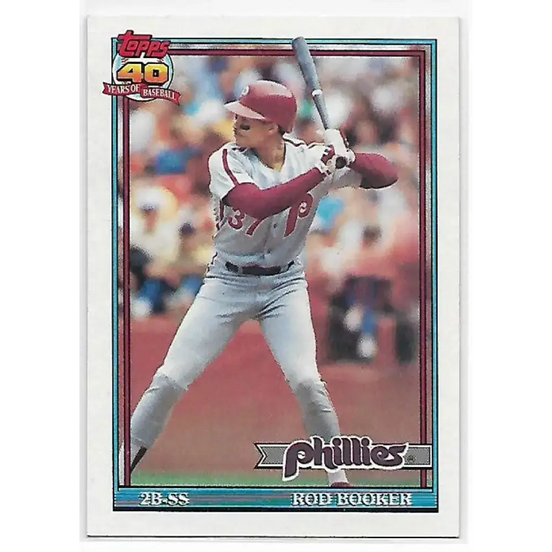 1991 Topps #186 Rod Booker NM-MT Philadelphia Phillies Baseball Card - Baseball Card Single