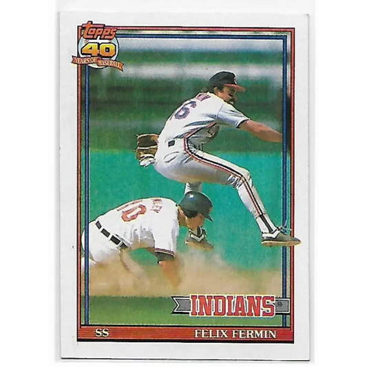 1991 Topps #193 Felix Fermin NM-MT Cleveland Indians Baseball Card - Baseball Card Single
