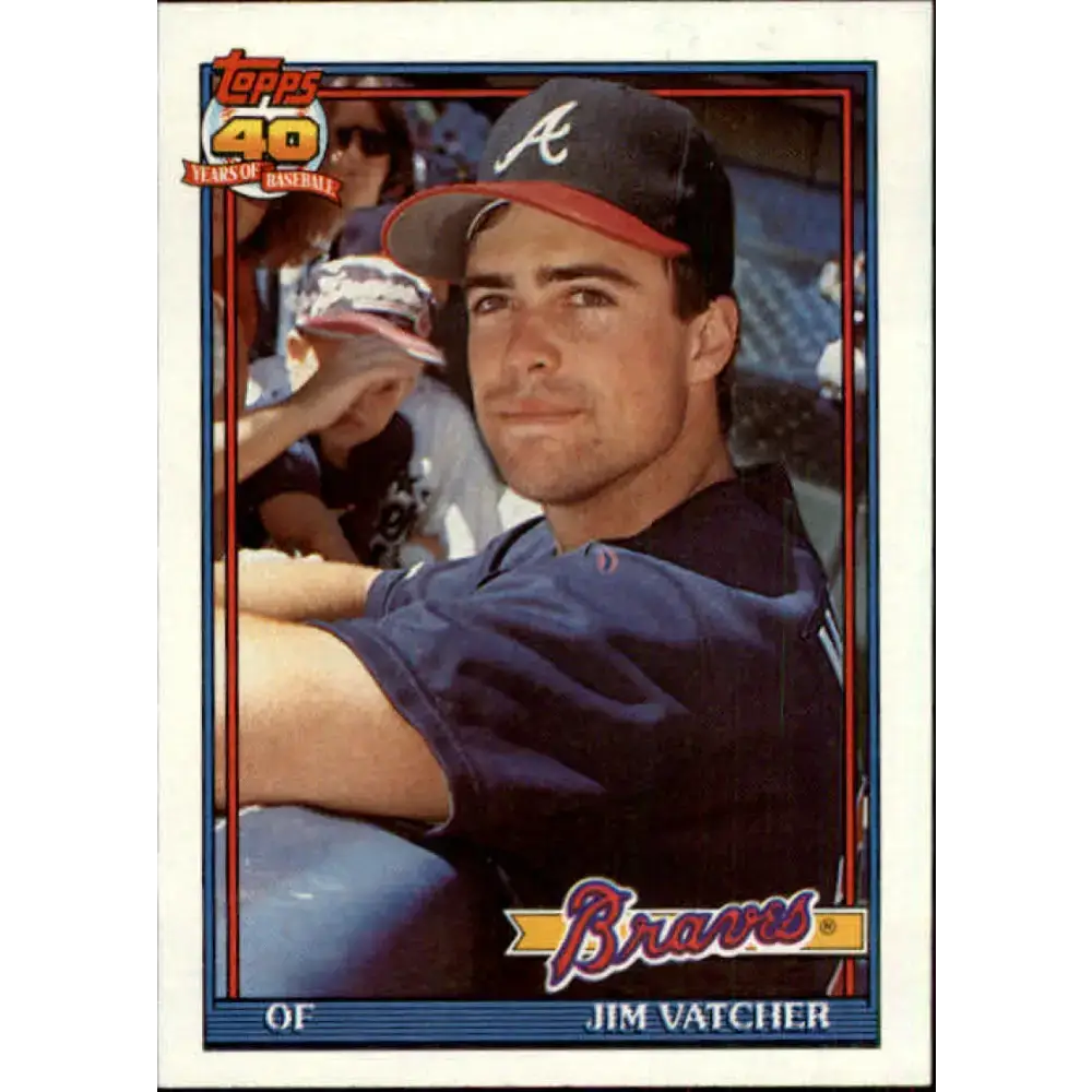 1991 Topps #196 Jim Vatcher NM-MT RC Rookie Atlanta Braves Baseball Card - Baseball Card Single