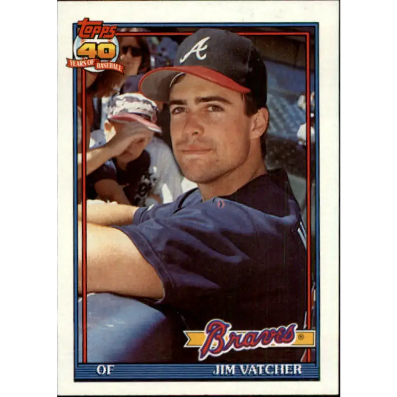 1991 Topps #196 Jim Vatcher NM-MT RC Rookie Atlanta Braves Baseball Card - Baseball Card Single