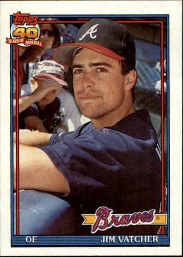 Original gloss Jim Vatcher rookie Braves baseball card from 1991 Topps #196