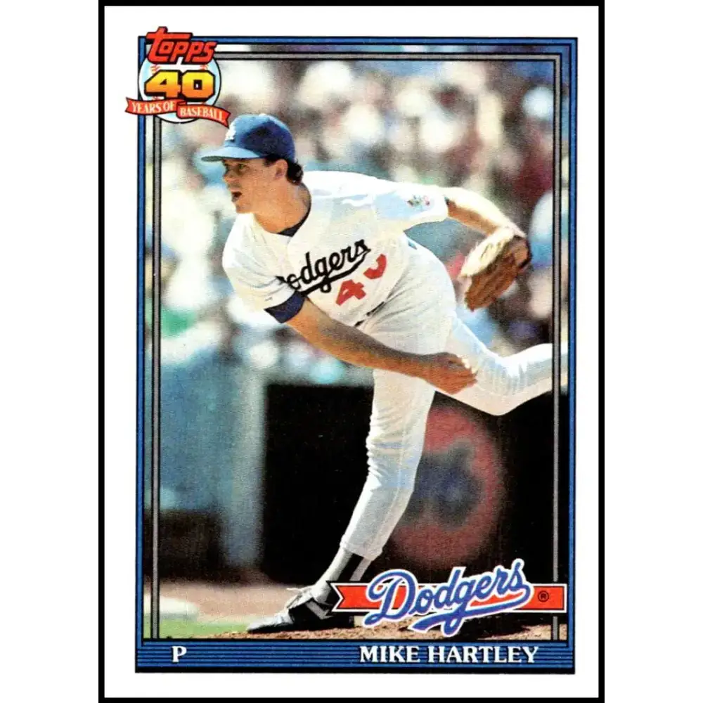 1991 Topps #199 Mike Hartley NM-MT Los Angeles Dodgers Baseball Card - Baseball Card Single